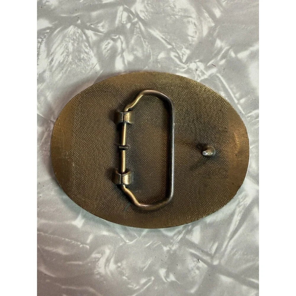 Vintage Vietnam Veteran Brass Belt Buckle Dragon Flag America Coat Of Arms